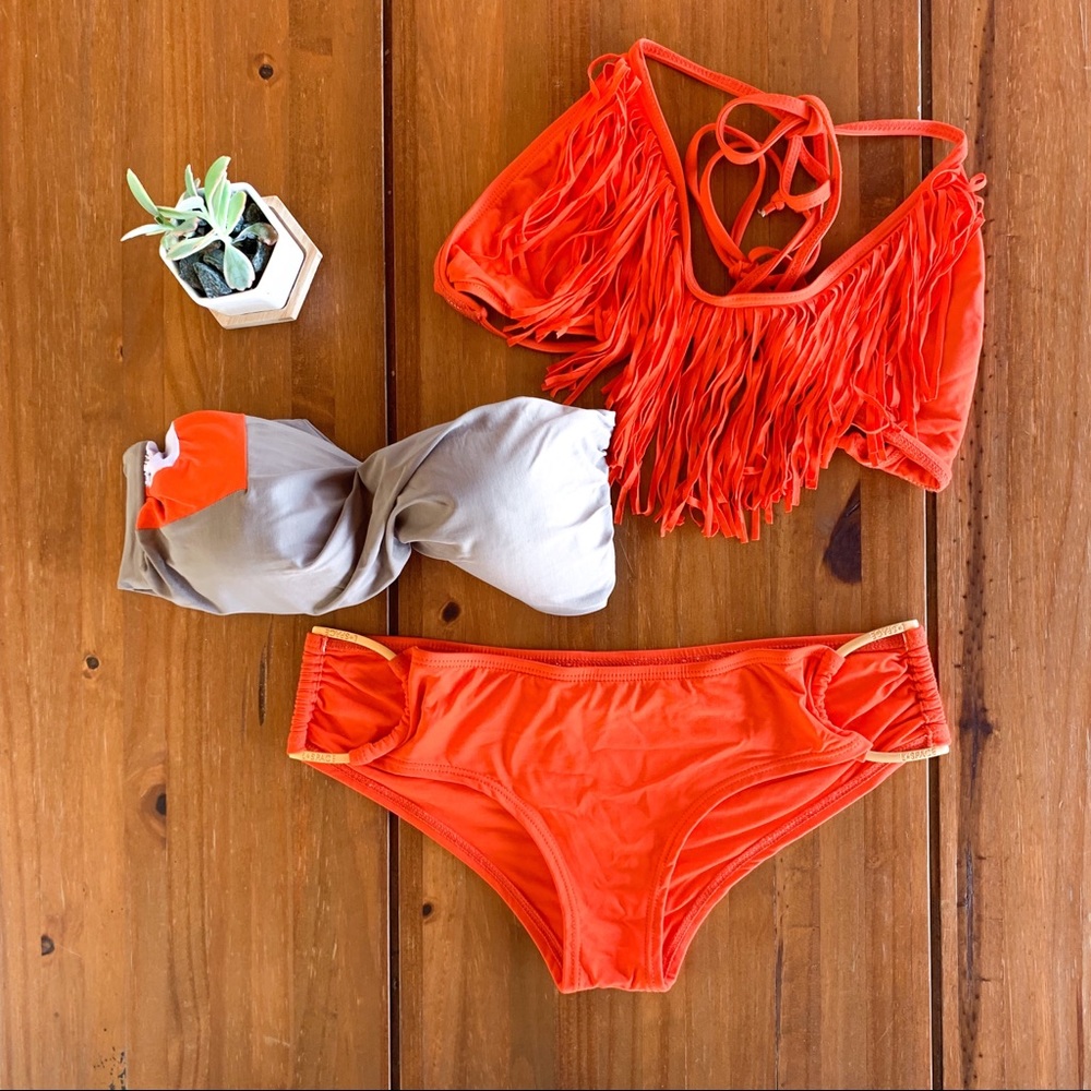 LSPACE 3 pc Bikini Set ~ Fringe & Bandeau Top